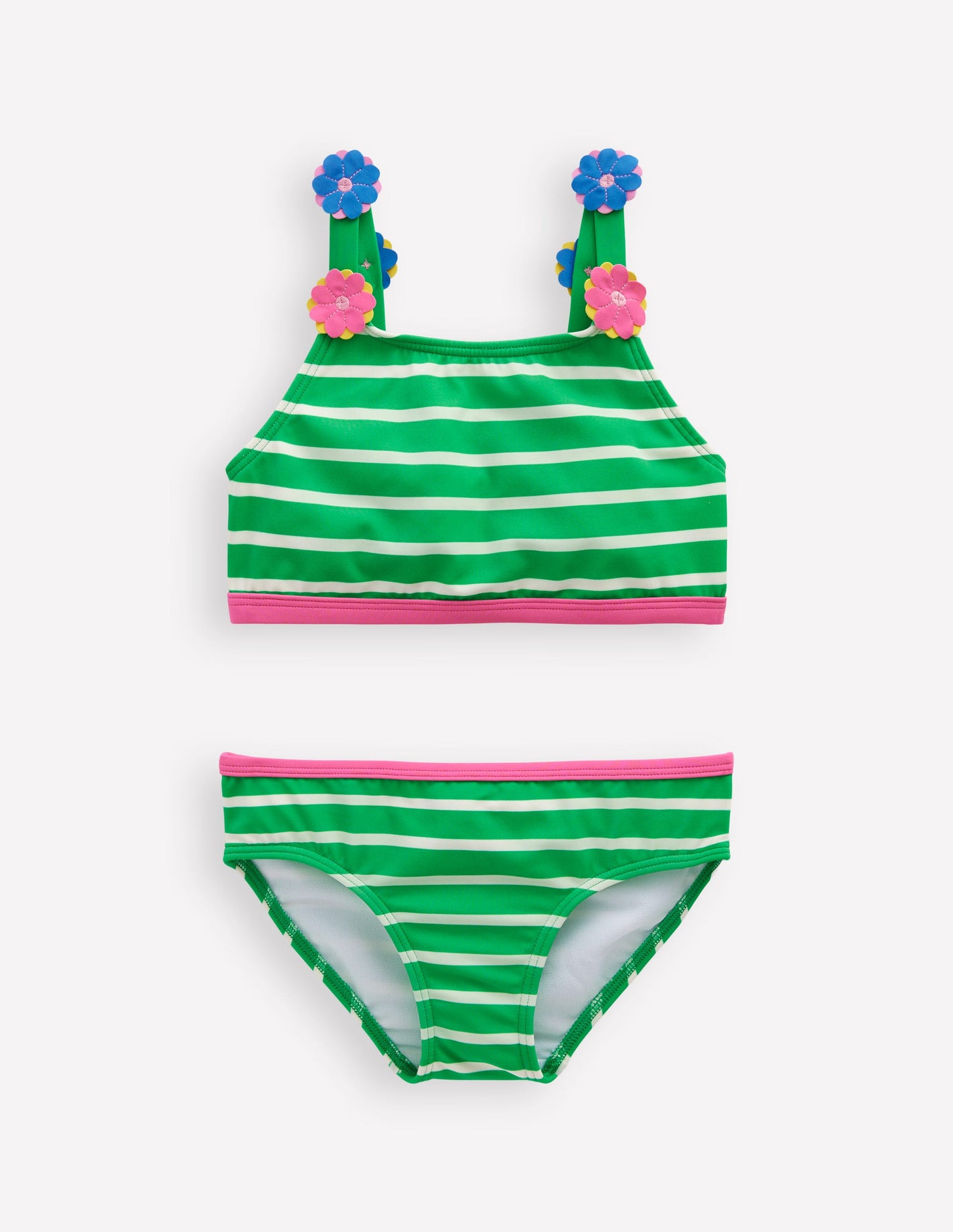 Applique Strap Bikini-Sapling Green Stripe Hearts