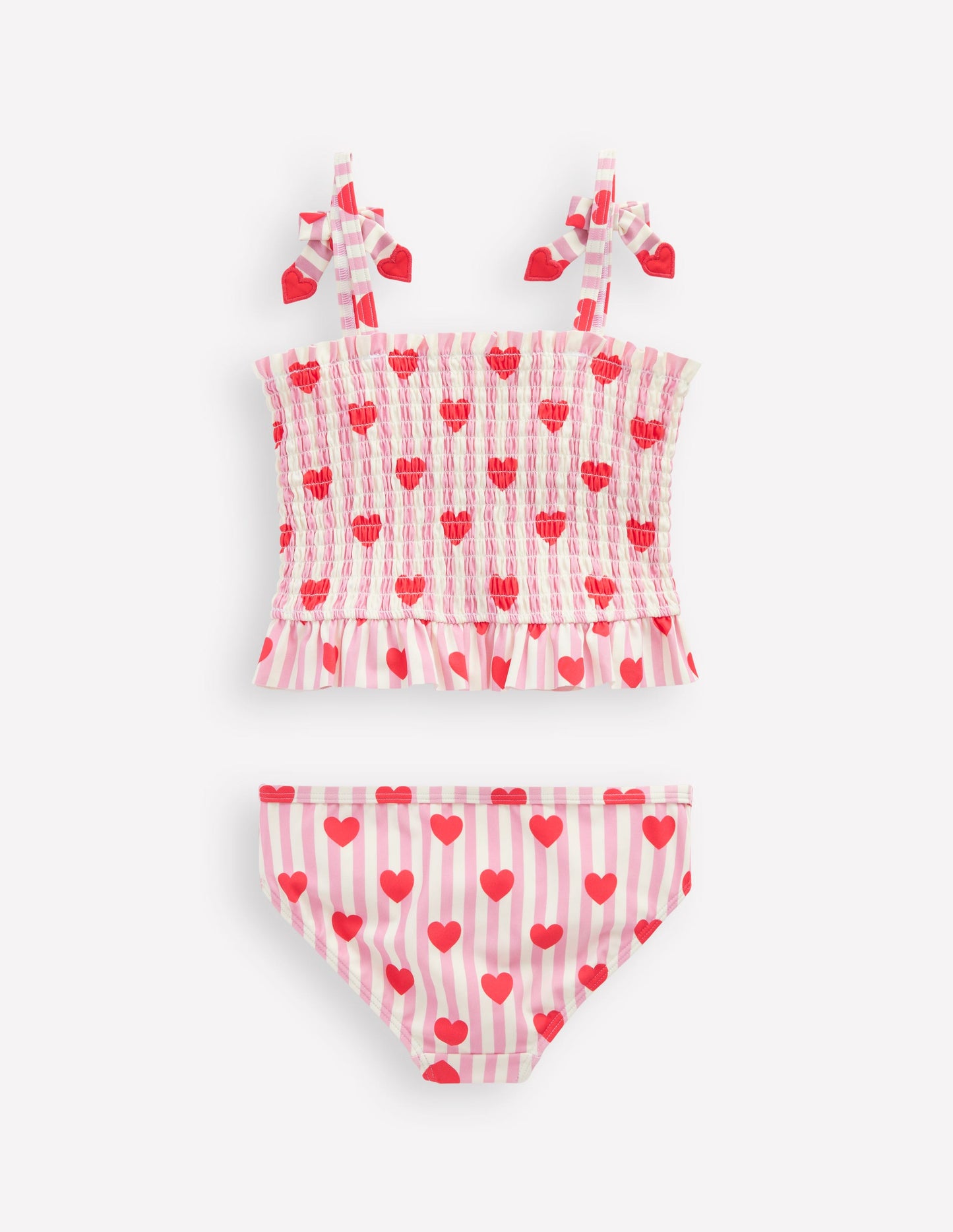 Smocked Tankini Set-Bubblegum Pink Heart Stripe