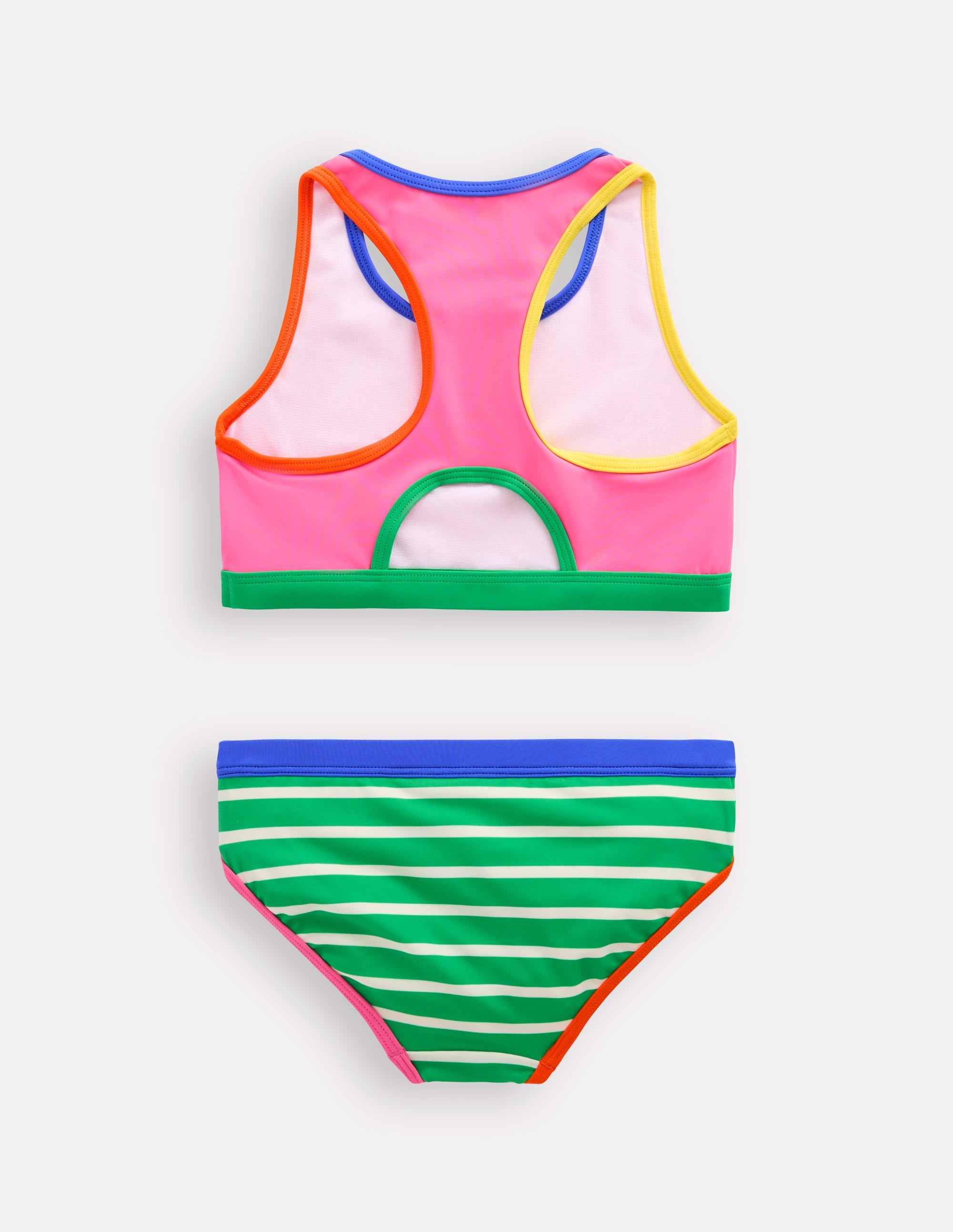 Racerback Bikini-Flamingo Pink/Pea Green Stripe - Image 2