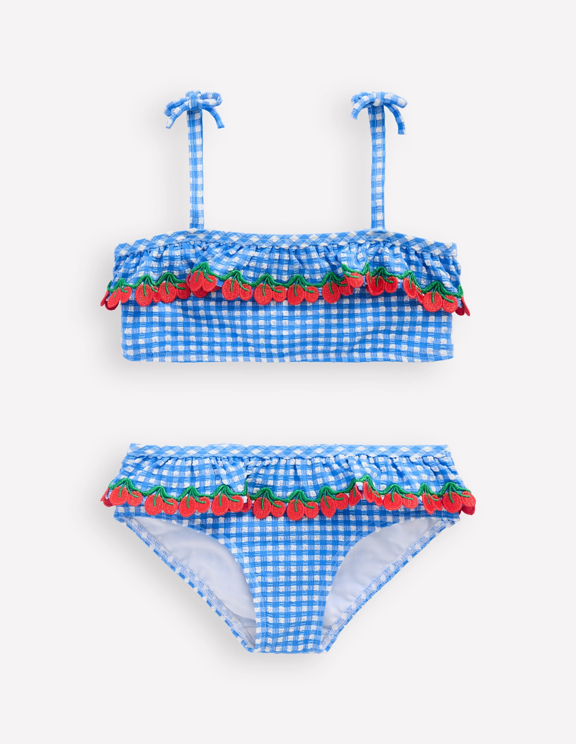 Tallulah Frill Bikini-Blue Gingham Cherries - Image 1