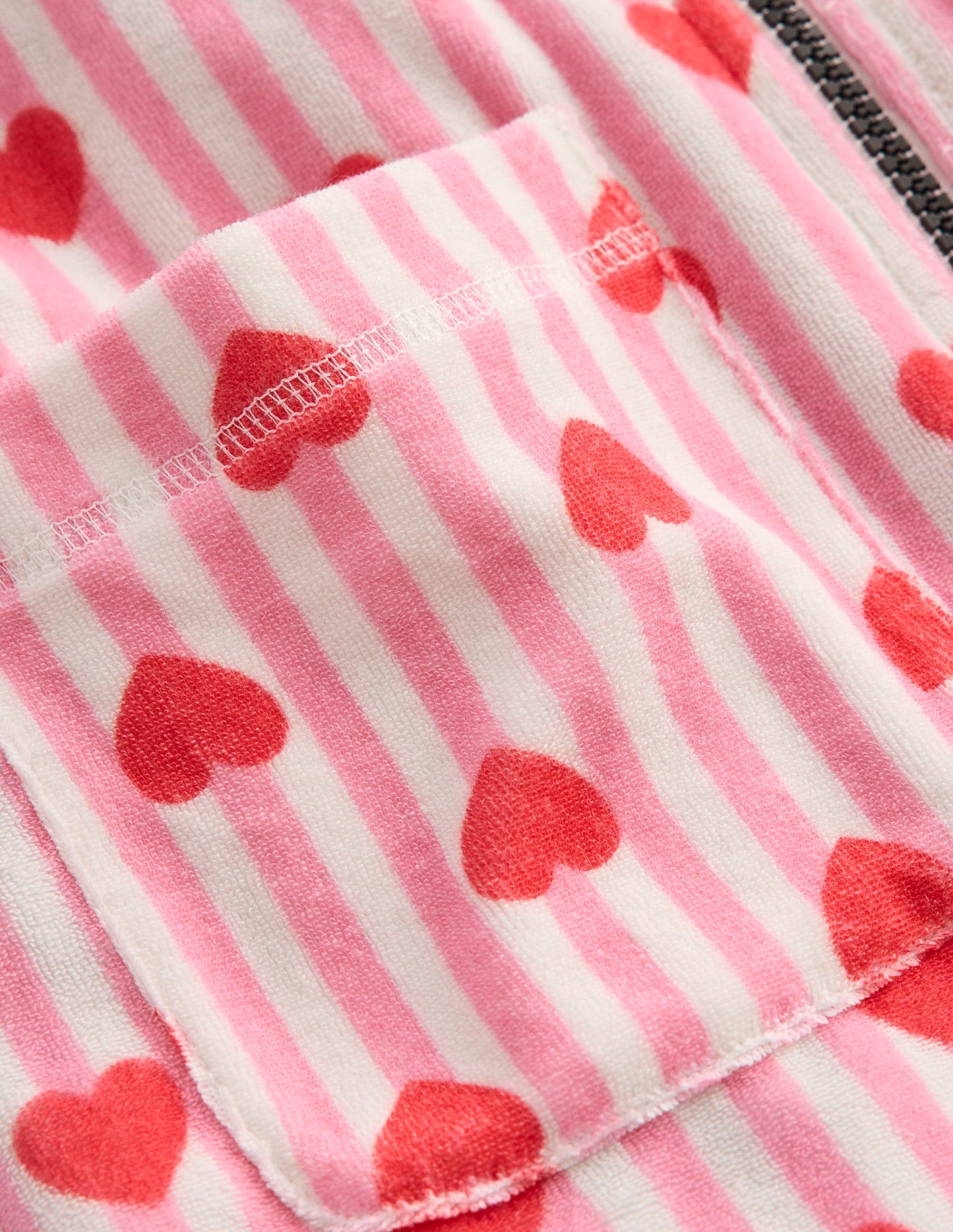 Romie Towelling Zip Throw-On-Bubblegum Pink Heart Stripe