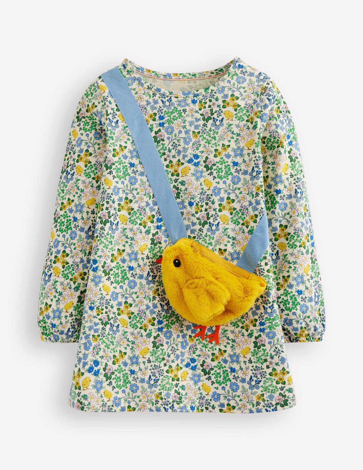 Long sleeved Bag Tunic-Vanilla White Floral Chick - Image 1