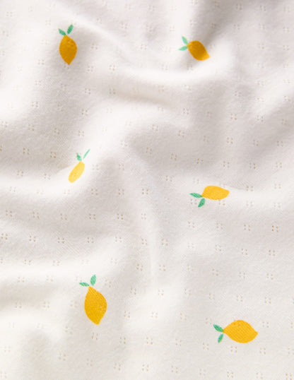 Short Sleeve Pointelle Top-Ivory Lemons