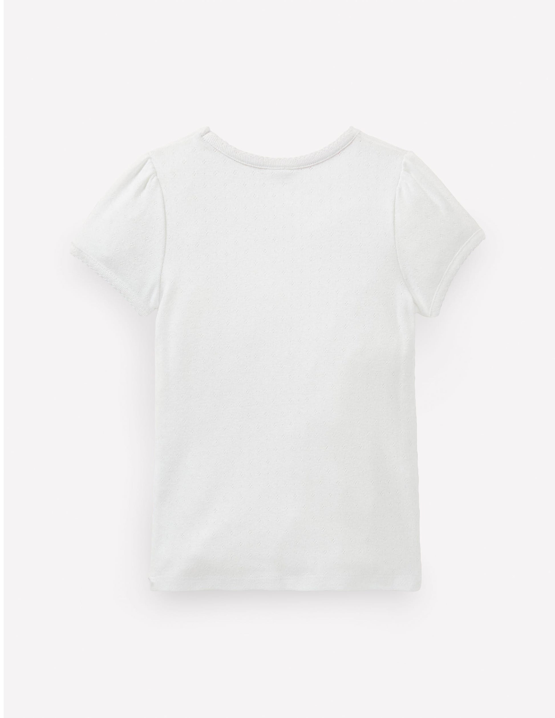 Short Sleeve Pointelle Top-White-2