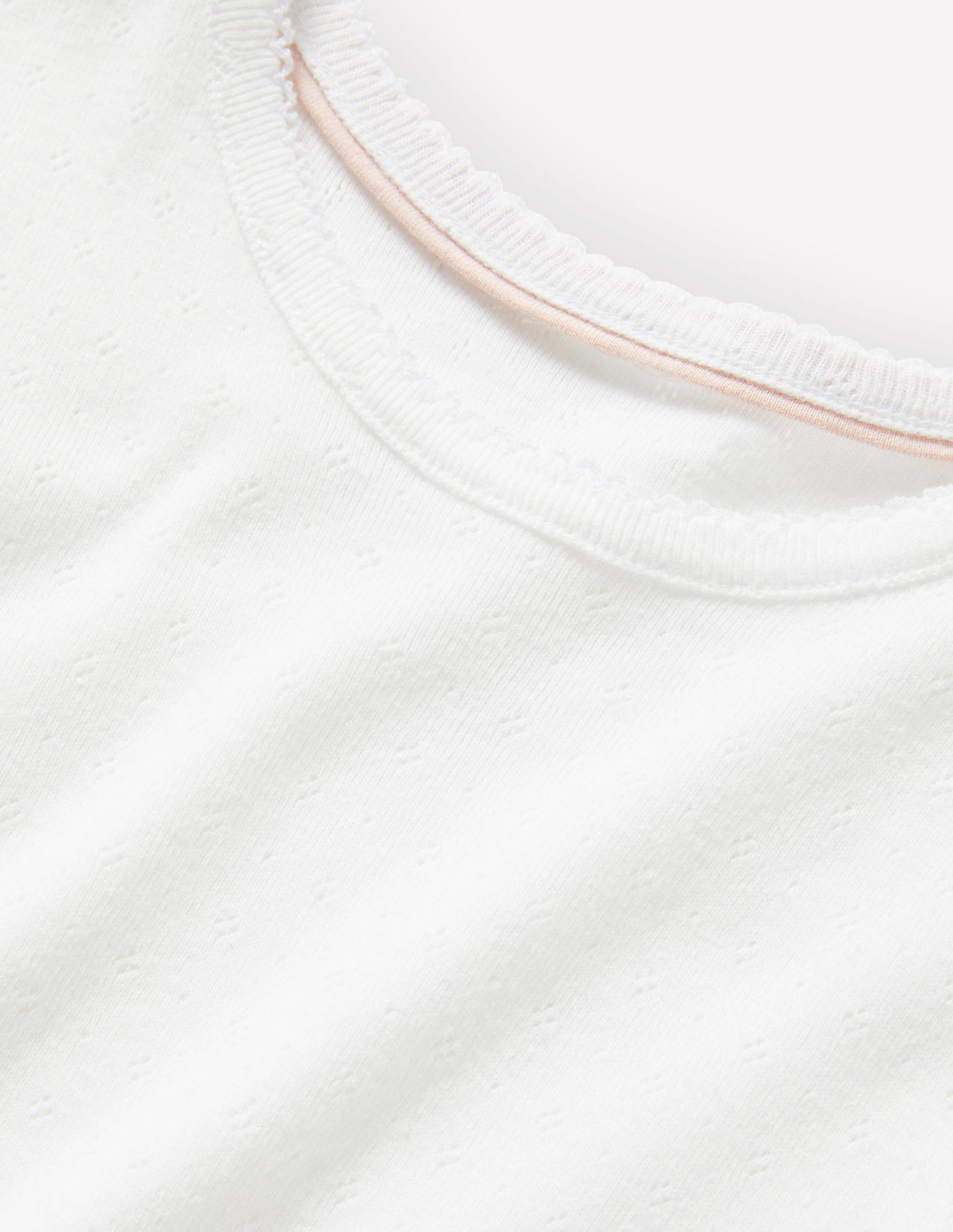 Short Sleeve Pointelle Top-White-3