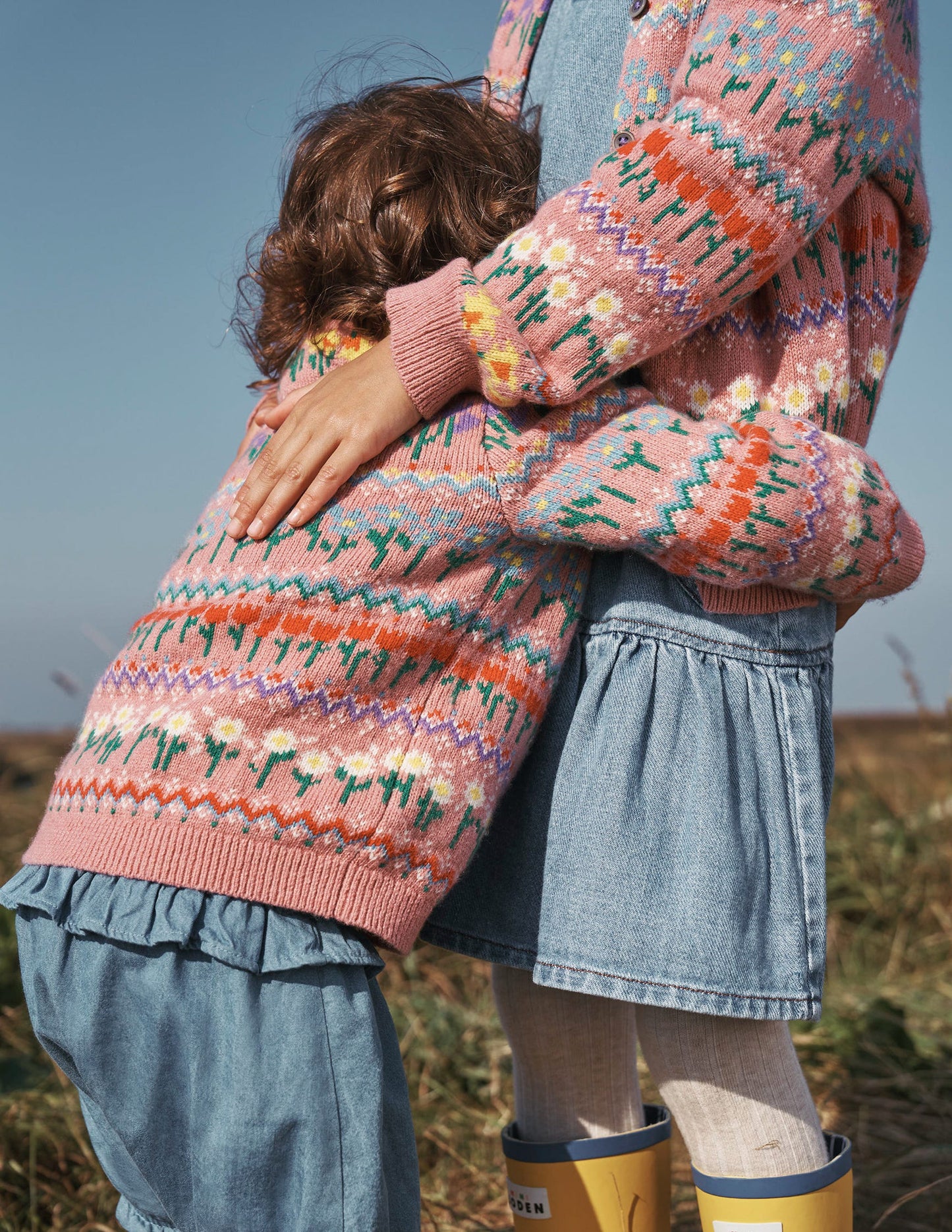 Edie Fair Isle Cardigan-Sea Pink Flowers