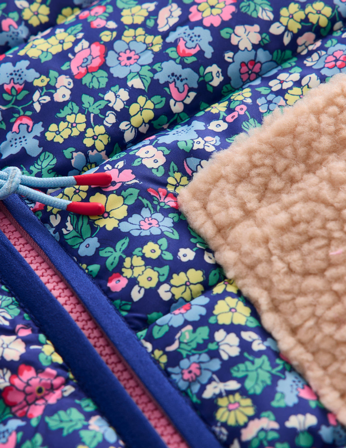 Borg Mix Collared Gilet-Sapphire Blue Nautical Floral - Image 3