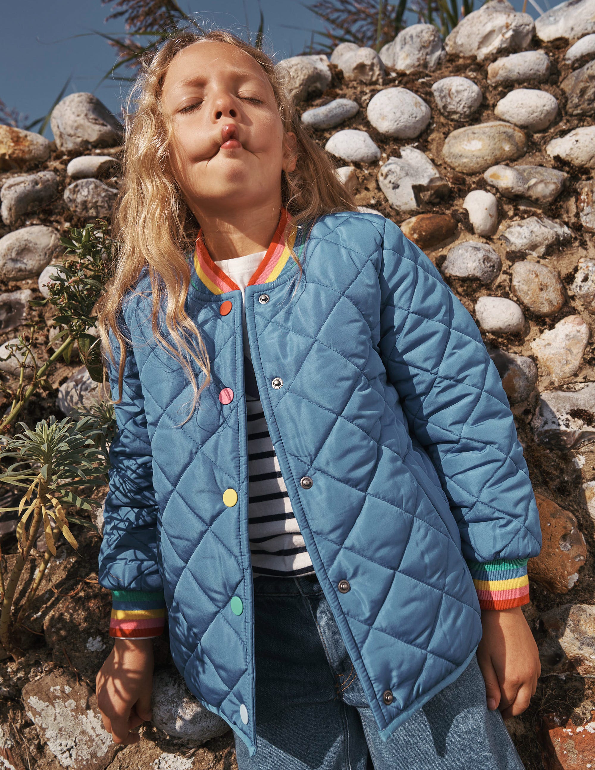 Fun Borg Lined Bomber-Peacock Plume Blue Heartburst - Image 7