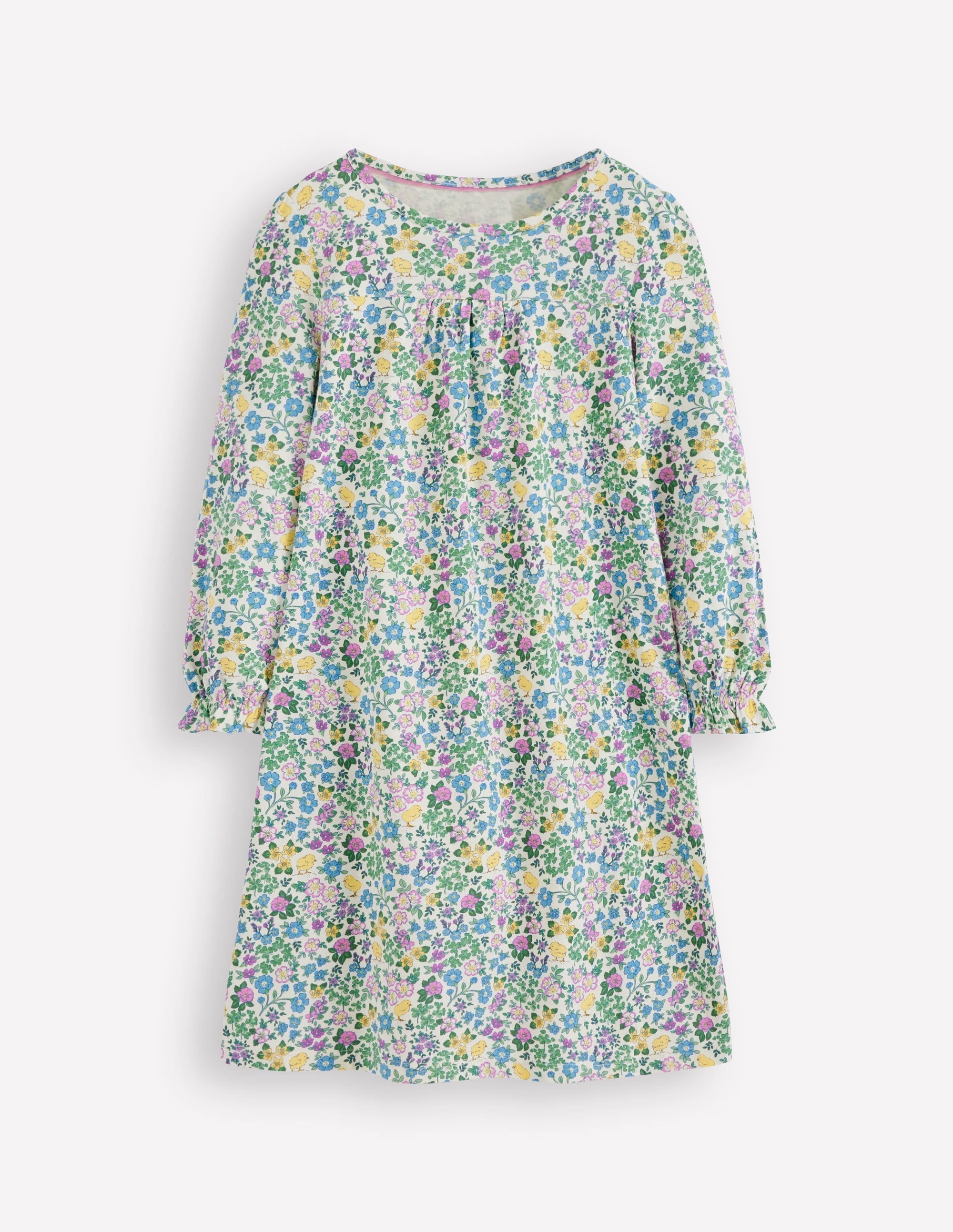 Printed Long-Sleeved Nightie-Orchid Purple Chick Floral - Image 1