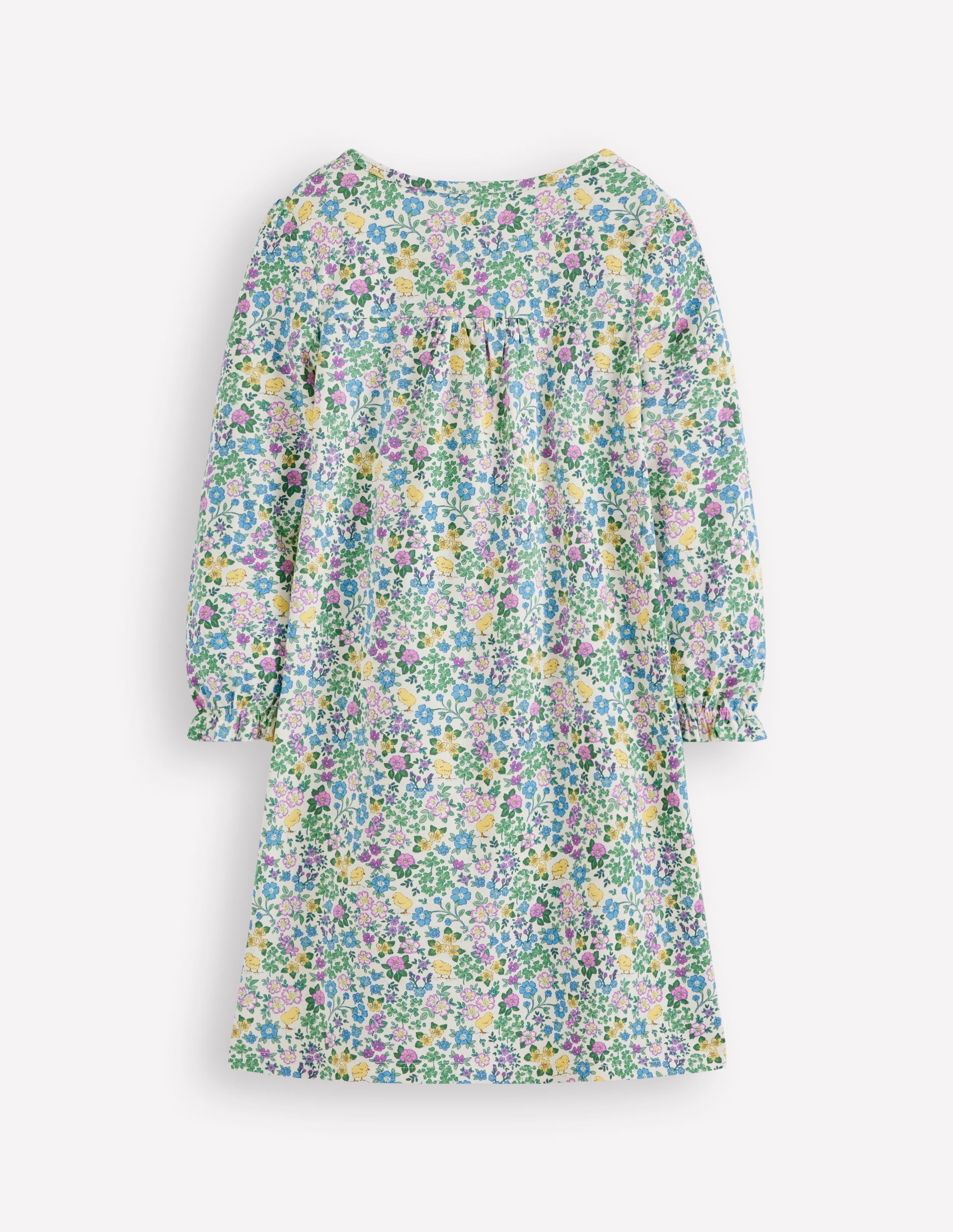Printed Long-Sleeved Nightie-Orchid Purple Chick Floral - Image 2