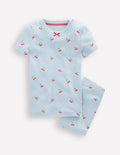 Snug Pointelle Pyjamas-Misty Blue Cherries