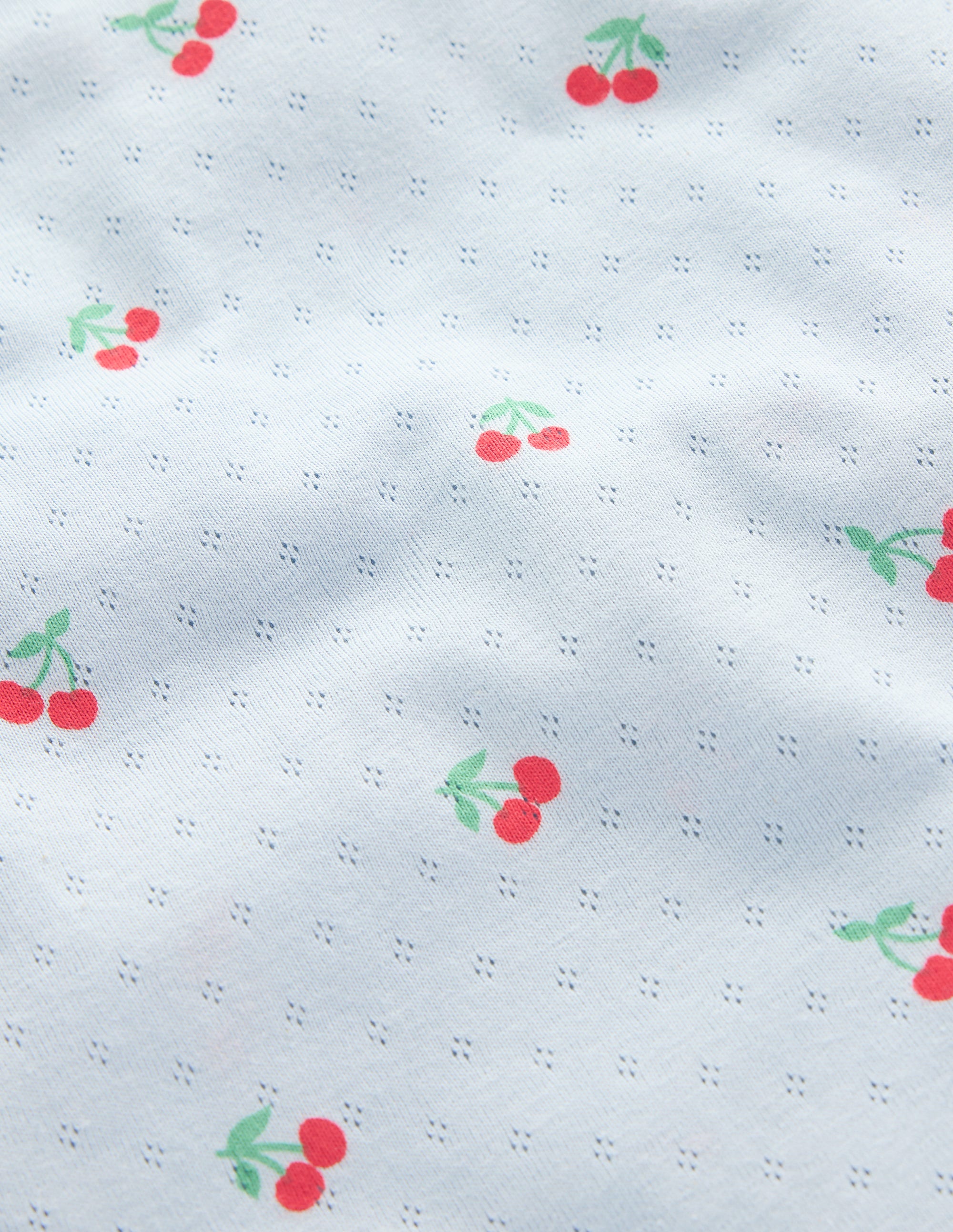 Snug Pointelle Pyjamas-Misty Blue Cherries - Image 3
