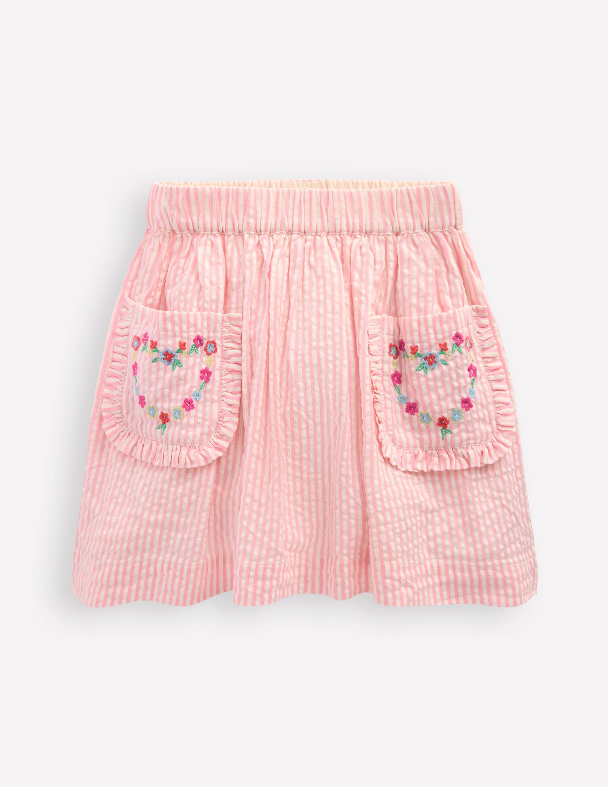Applique Pocket Skirt-Cosmos Pink Daisy Chain - Image 1