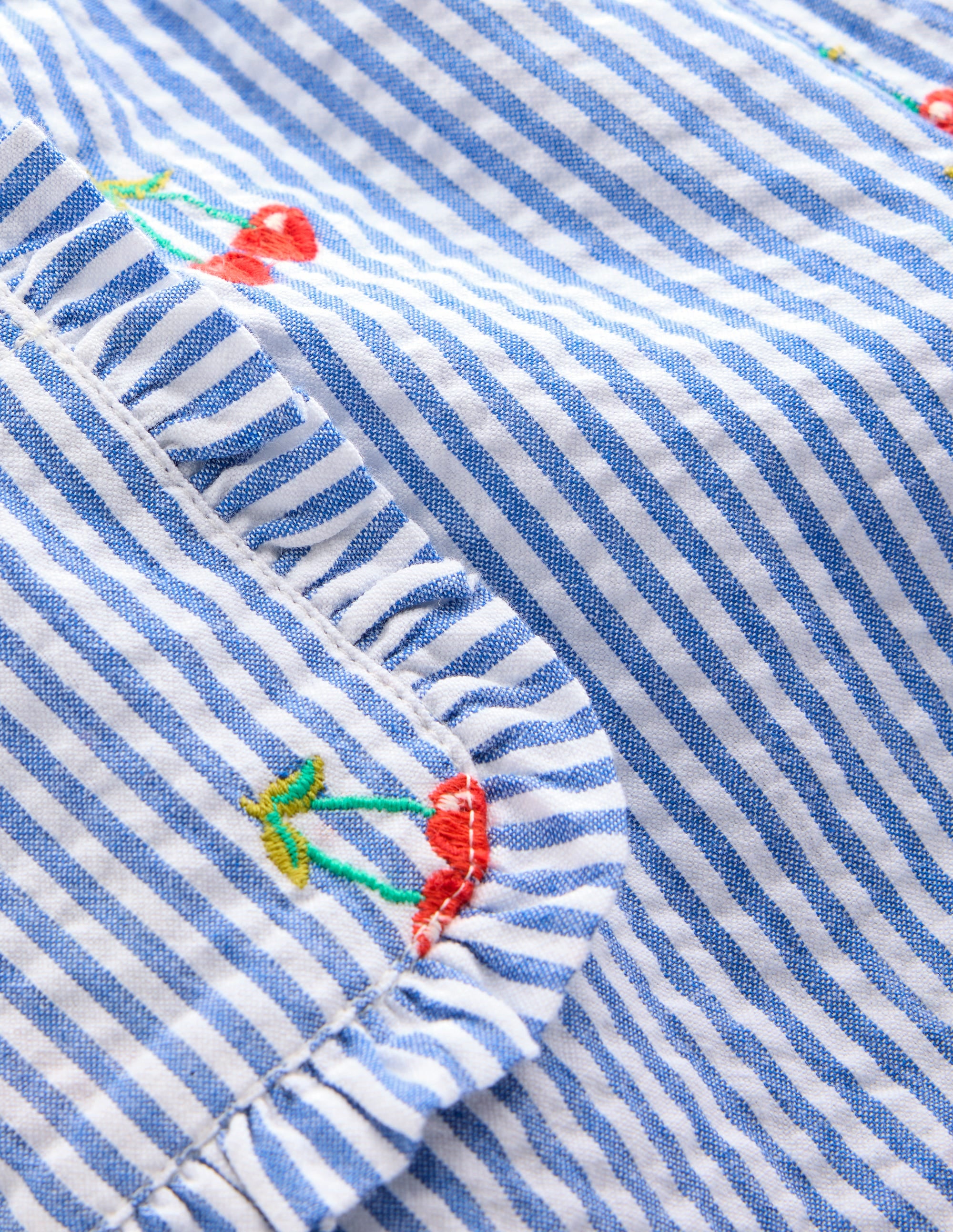 Nostalgic Frill Trousers-Blue Ticking Cherries - Image 3