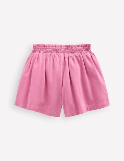 Pull-On Shorts-Pink Embroidered