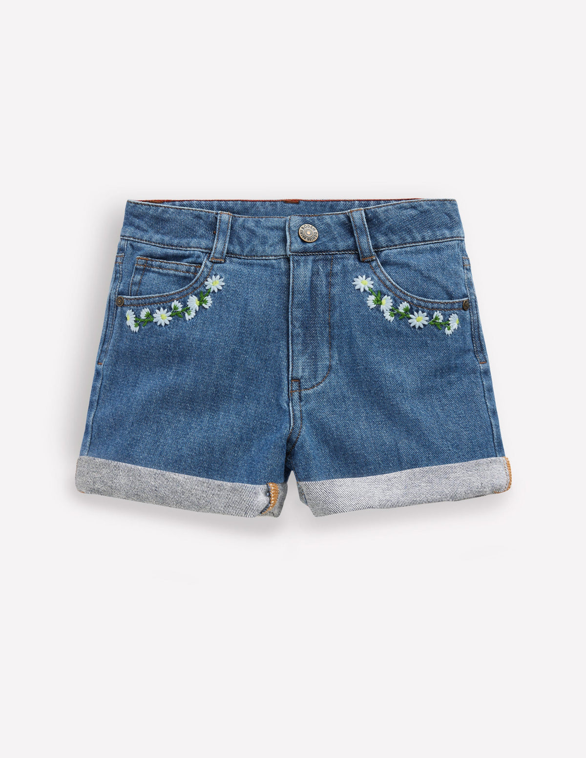 Denim Shorts-Vintage Embroidered Daisy - Image 1