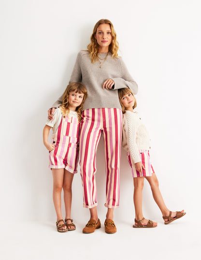 Denim Shorts-Pink and Red Stripe