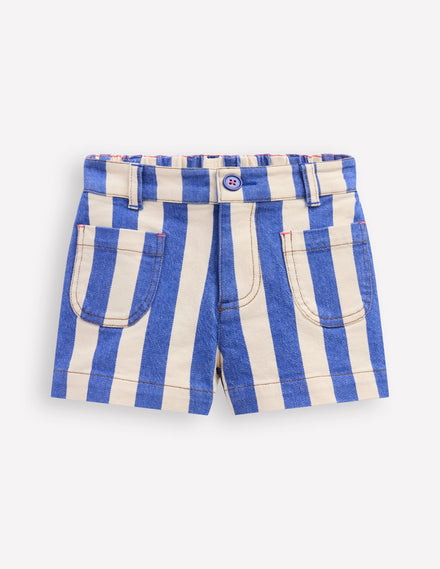 Patch Pocket Shorts-Orion Blue/ Ivory