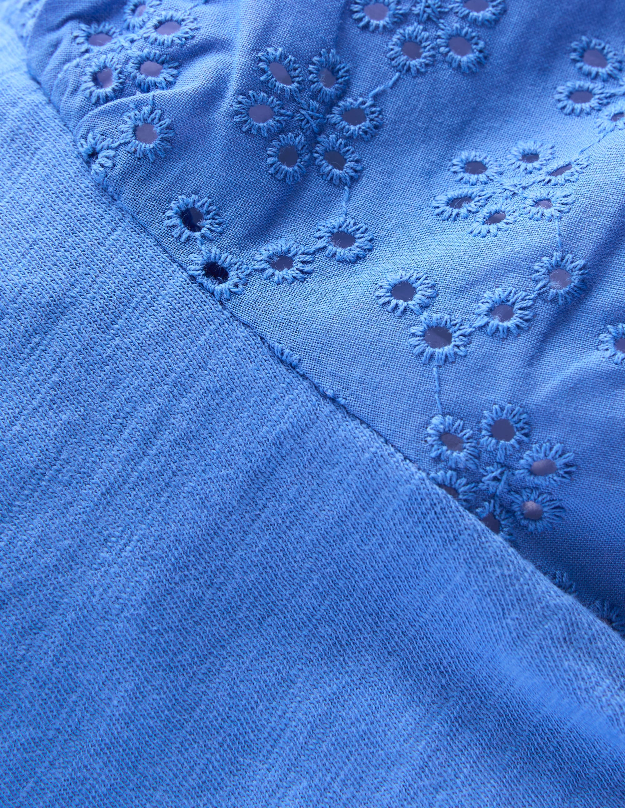 Broderie Mix Tee-Peacock Plume Blue - Image 3