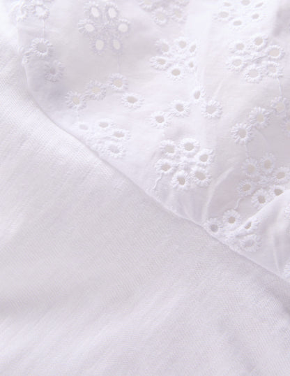 Broderie Mix Tee-White