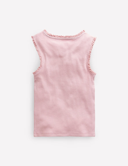Ribbed Lace Trim Vest-French Pink