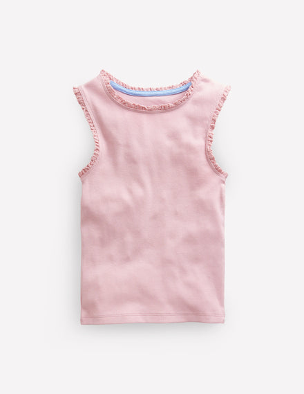 Ribbed Lace Trim Vest-French Pink