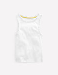 Ribbed Lace Trim Vest-White