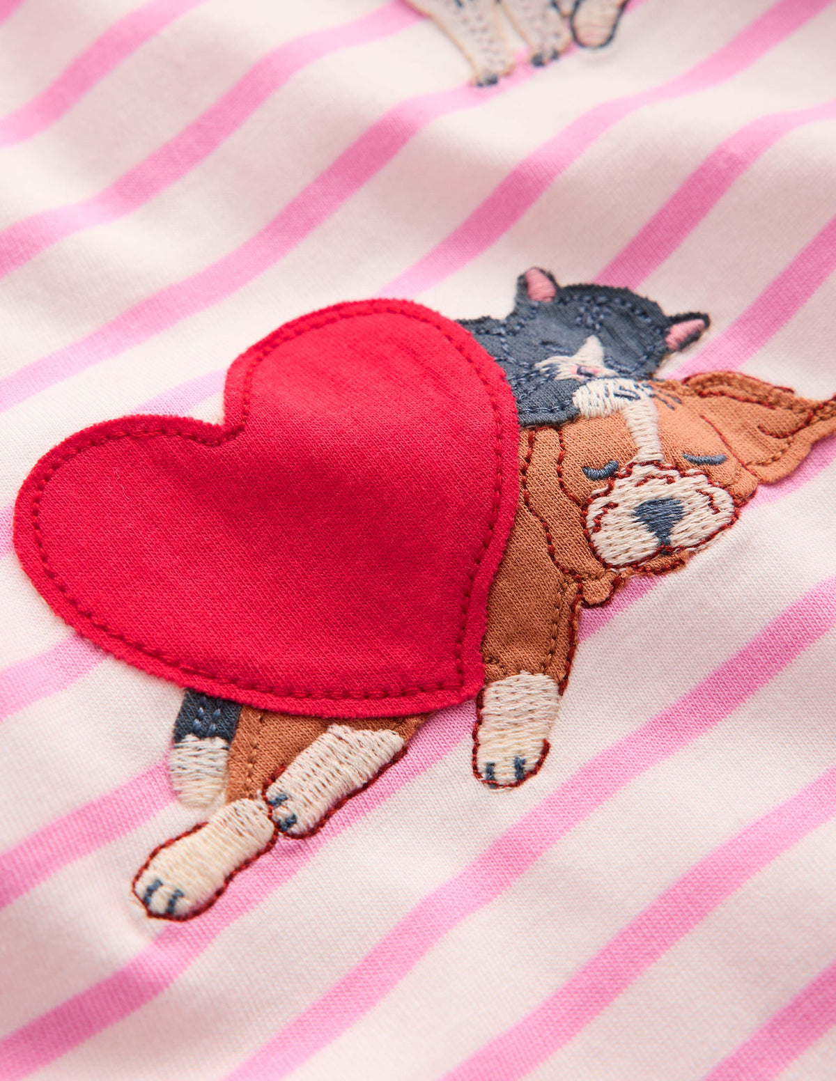 Puff Sleeve Applique T-Shirt-Bubblegum Pink/ Ivory Pets - Image 3