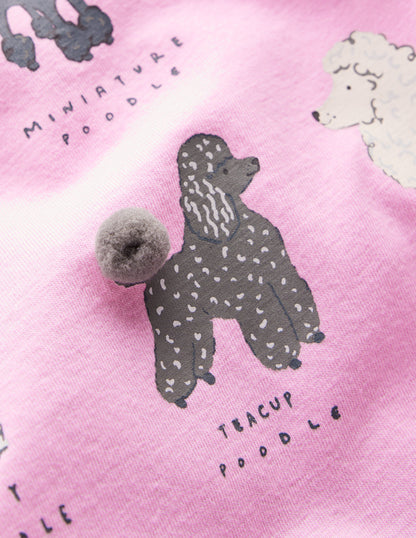 Long Sleeve Frill Logo Top-Bubblegum Pink Dogs