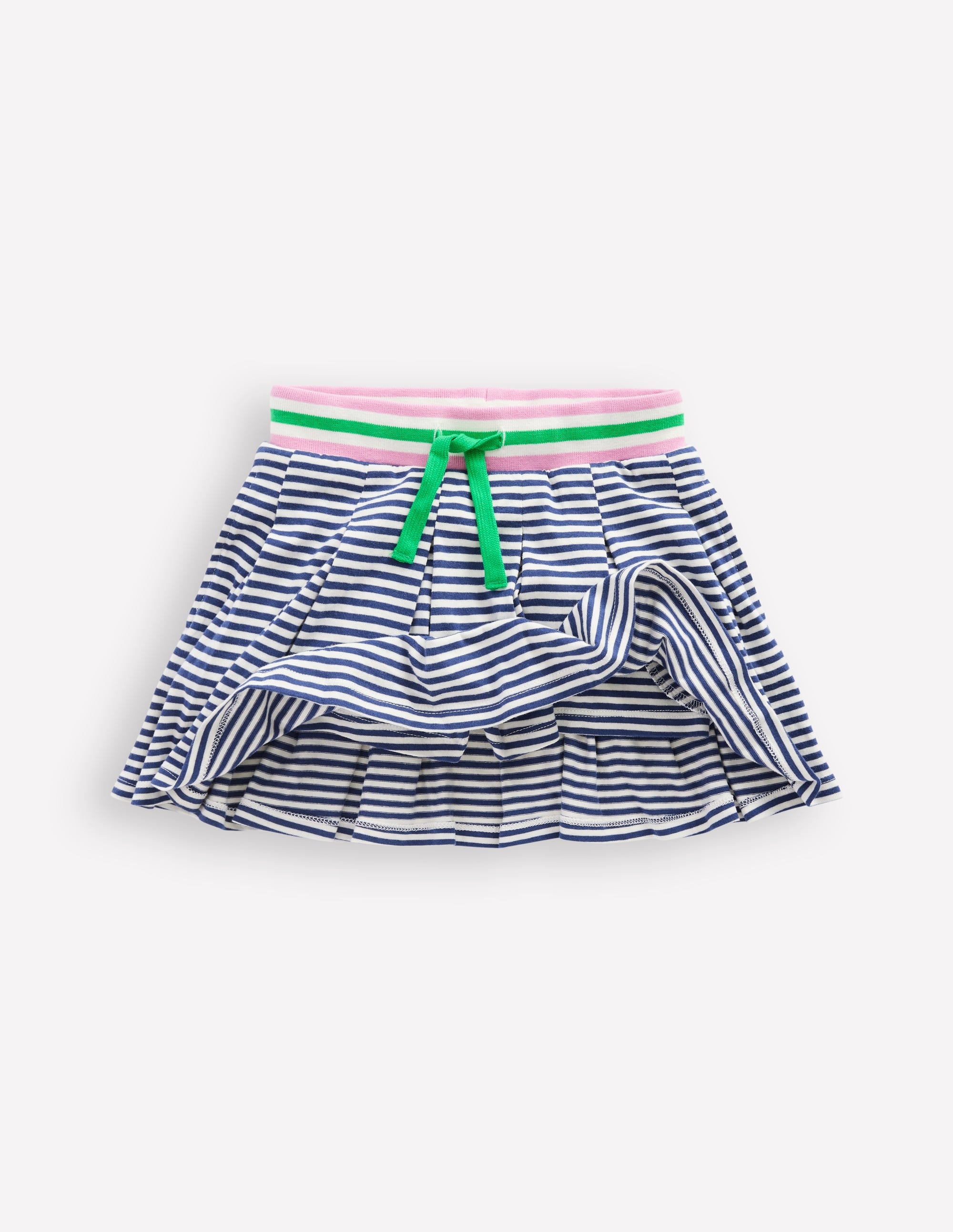 Pleated Jersey Skort-Starboard Ivory Stripe - Image 4