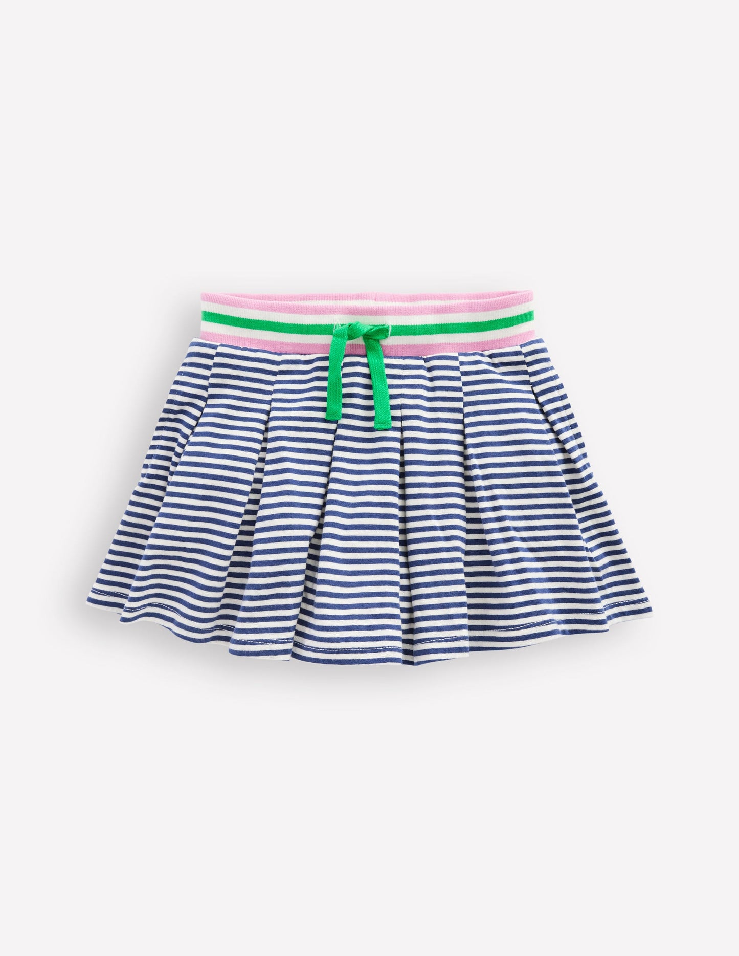 Pleated Jersey Skort-Starboard Ivory Stripe