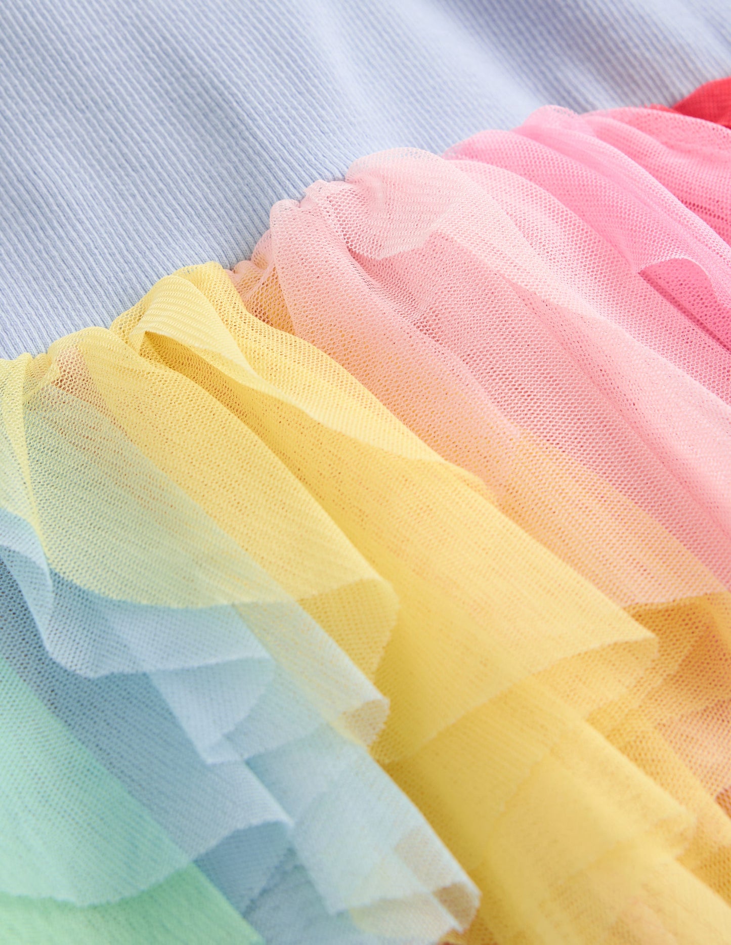 Jersey Tulle Mix Dress-Misty Blue Rainbow