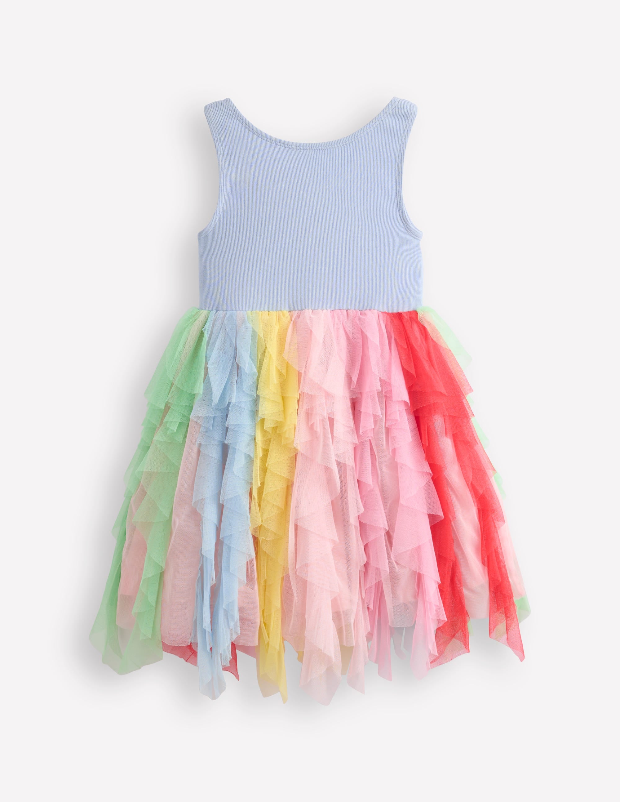 Jersey Tulle Mix Dress-Misty Blue Rainbow - Image 1