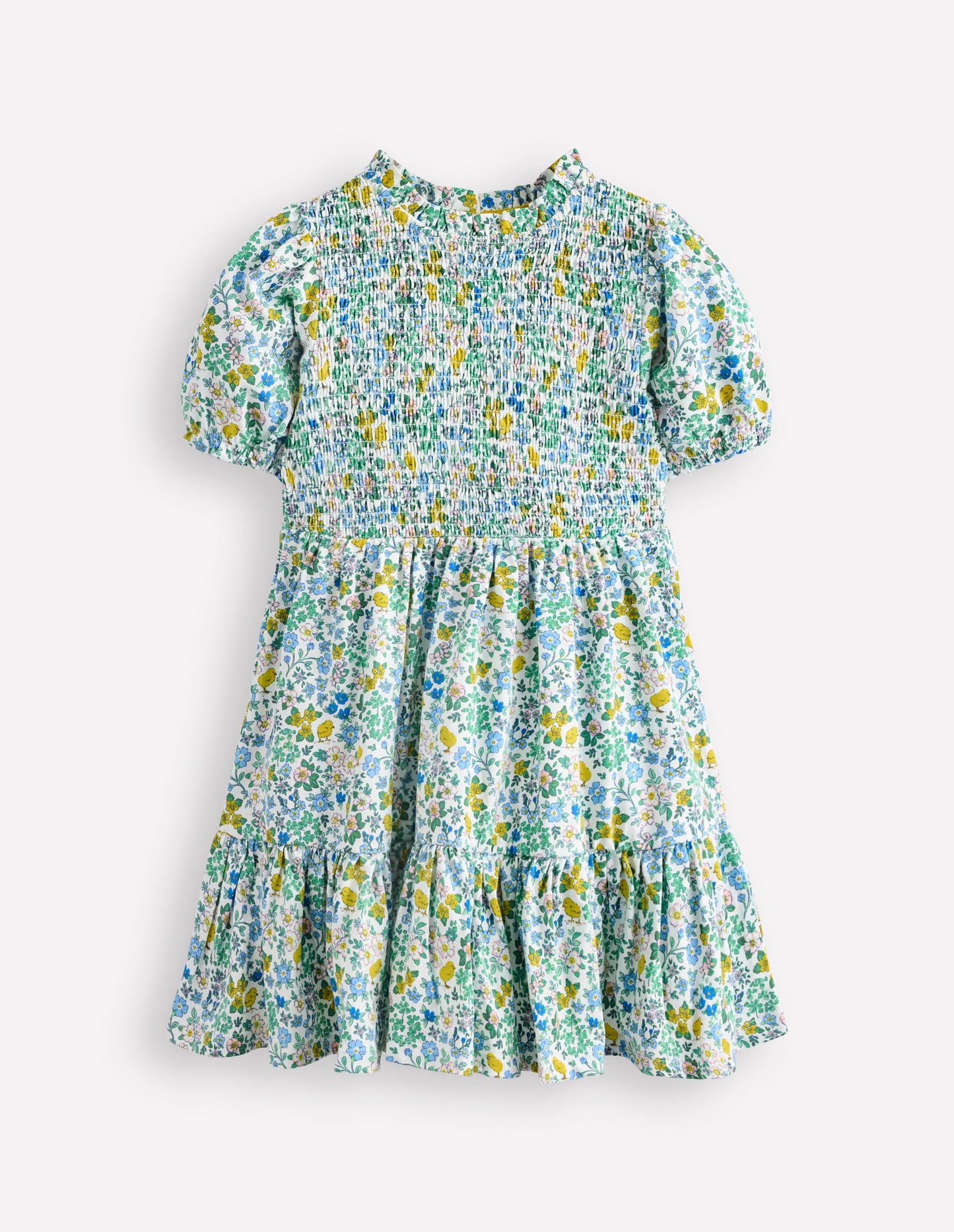 Aurora Shirred Twirly Dress-Vanilla White Chick Floral