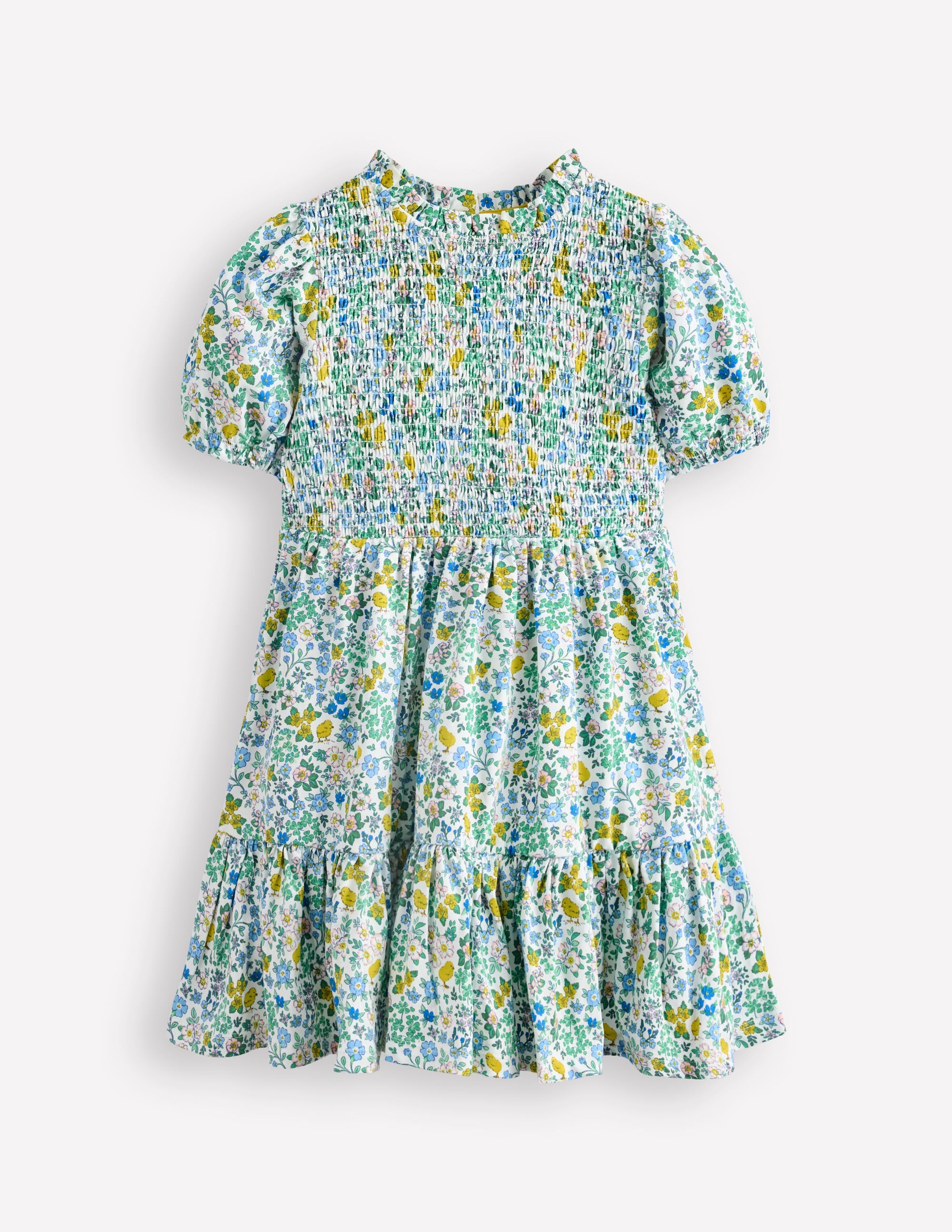 Aurora Shirred Twirly Dress-Vanilla White Chick Floral - Image 1