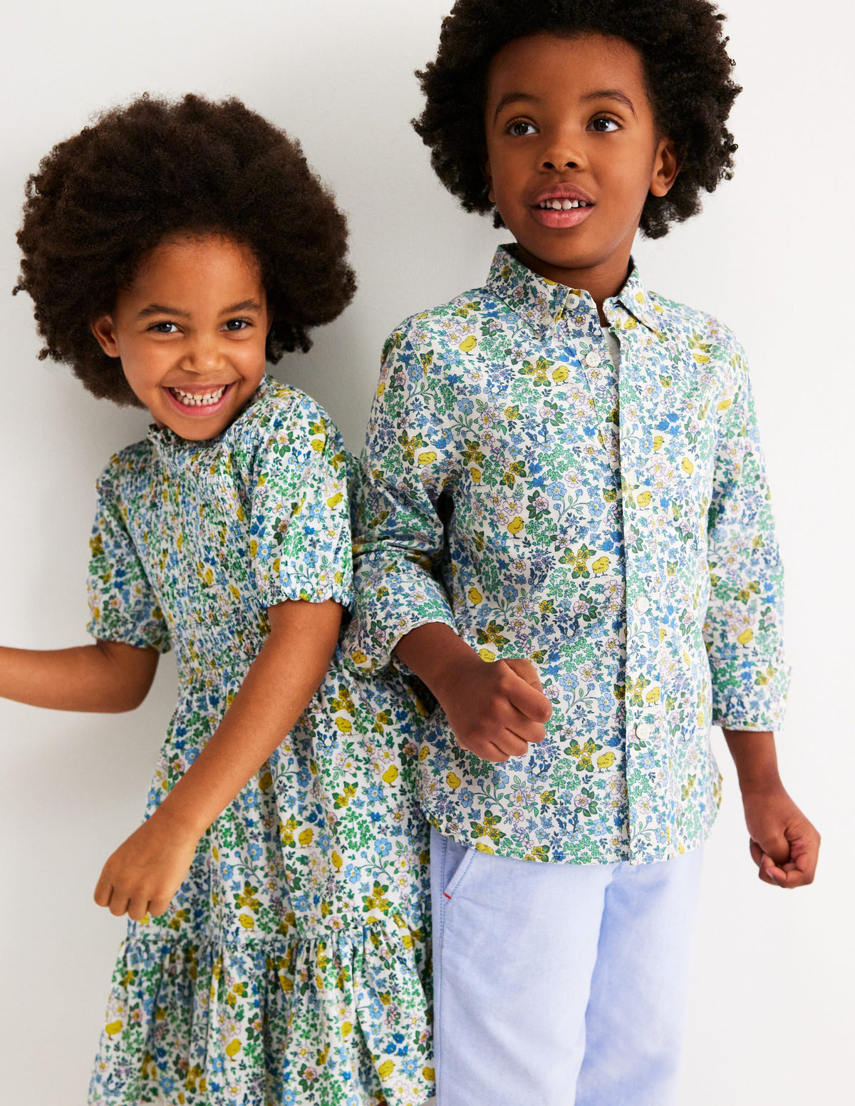 Aurora Shirred Twirly Dress-Vanilla White Chick Floral - Image 4