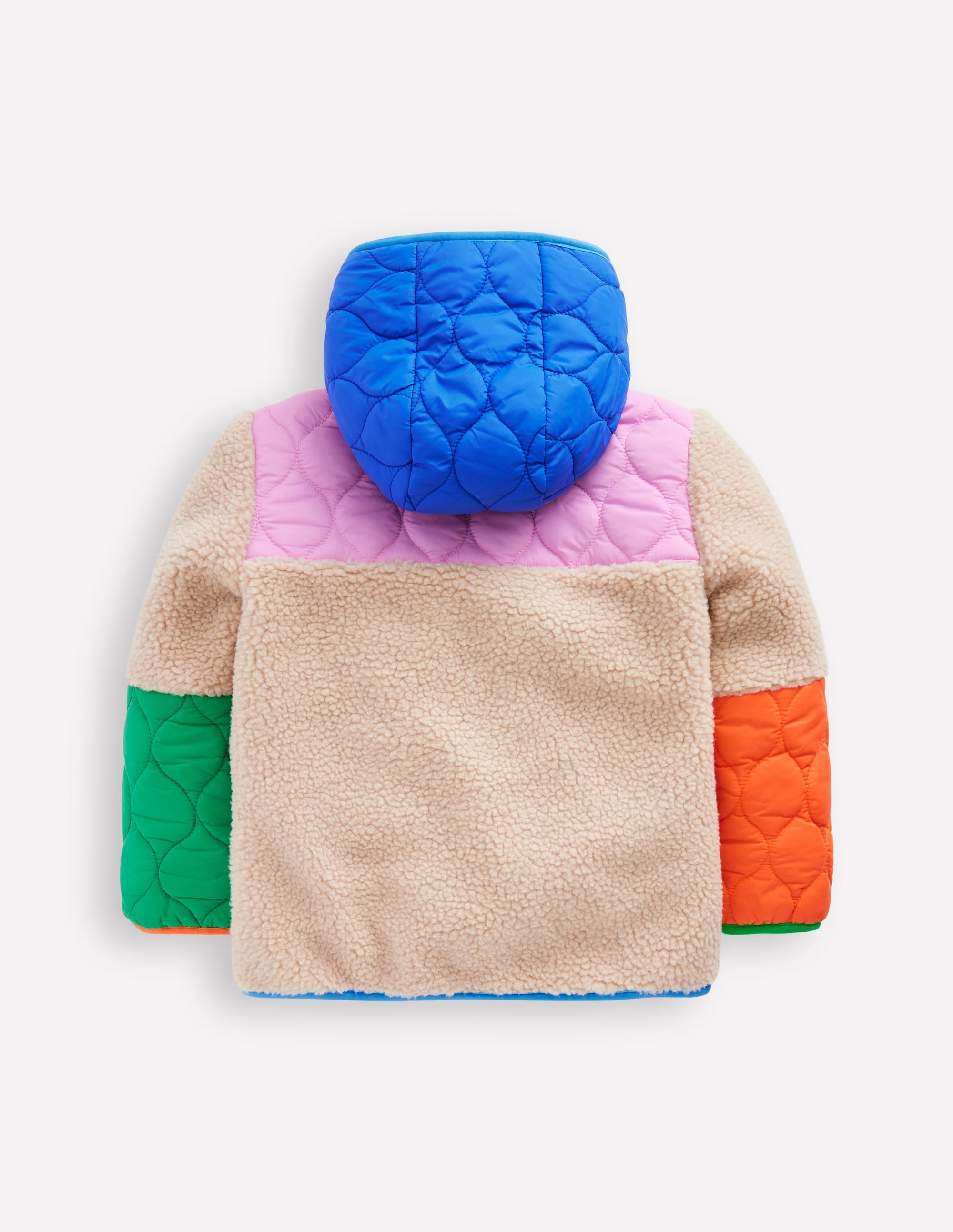 Quilted Borg Mix Jacket-Multi Colourblock - Image 2