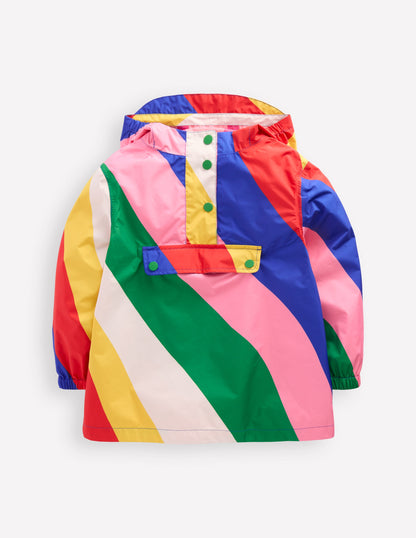 Pop Over Rain Jacket-Multi Rainbow Swirl