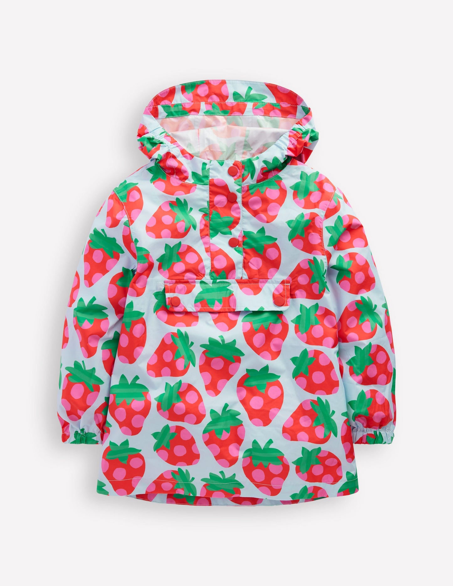 Pop Over Rain Jacket-Misty Blue Strawberry