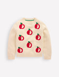Karina Fun Crochet Jumper-Ivory Apples