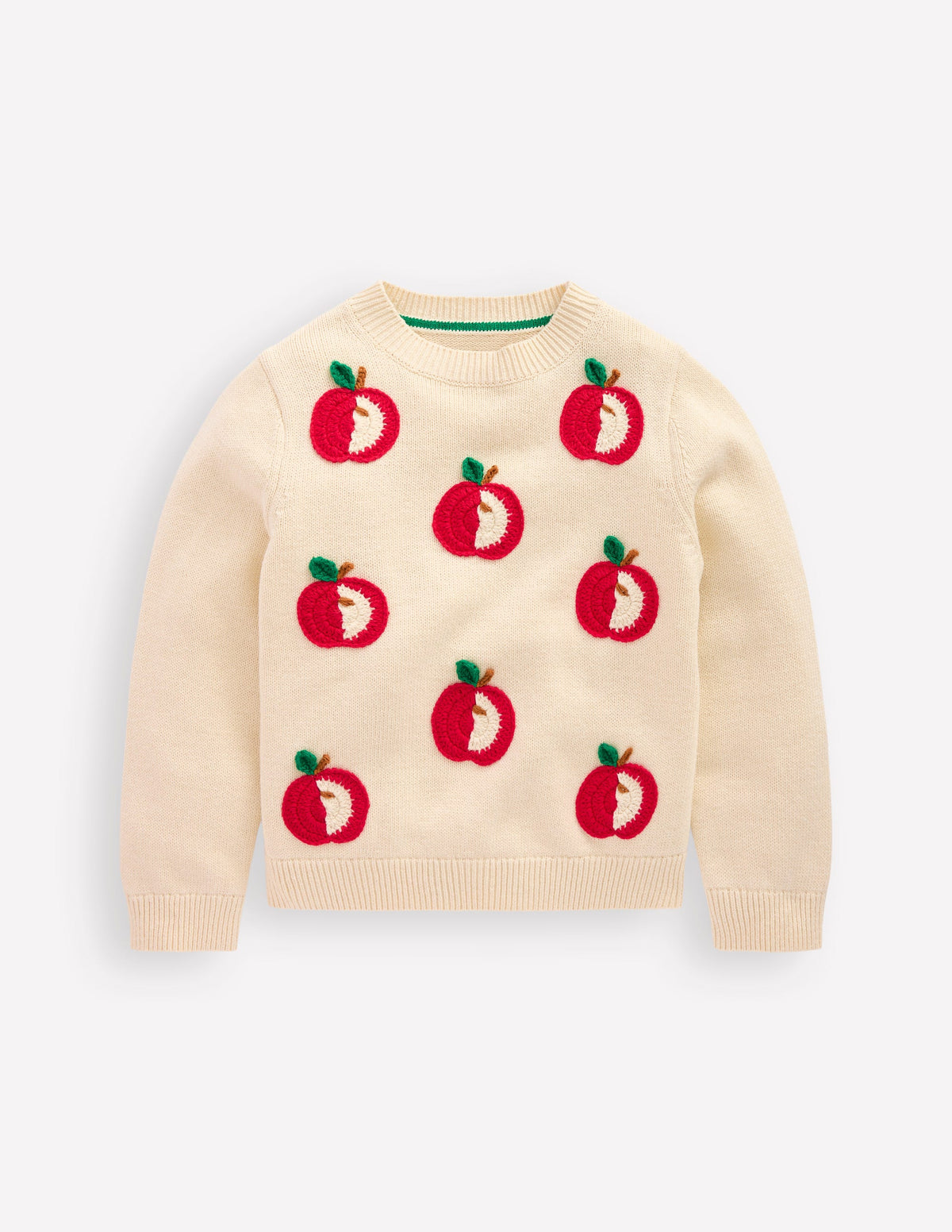 Karina Fun Crochet Jumper-Ivory Apples - Image 1