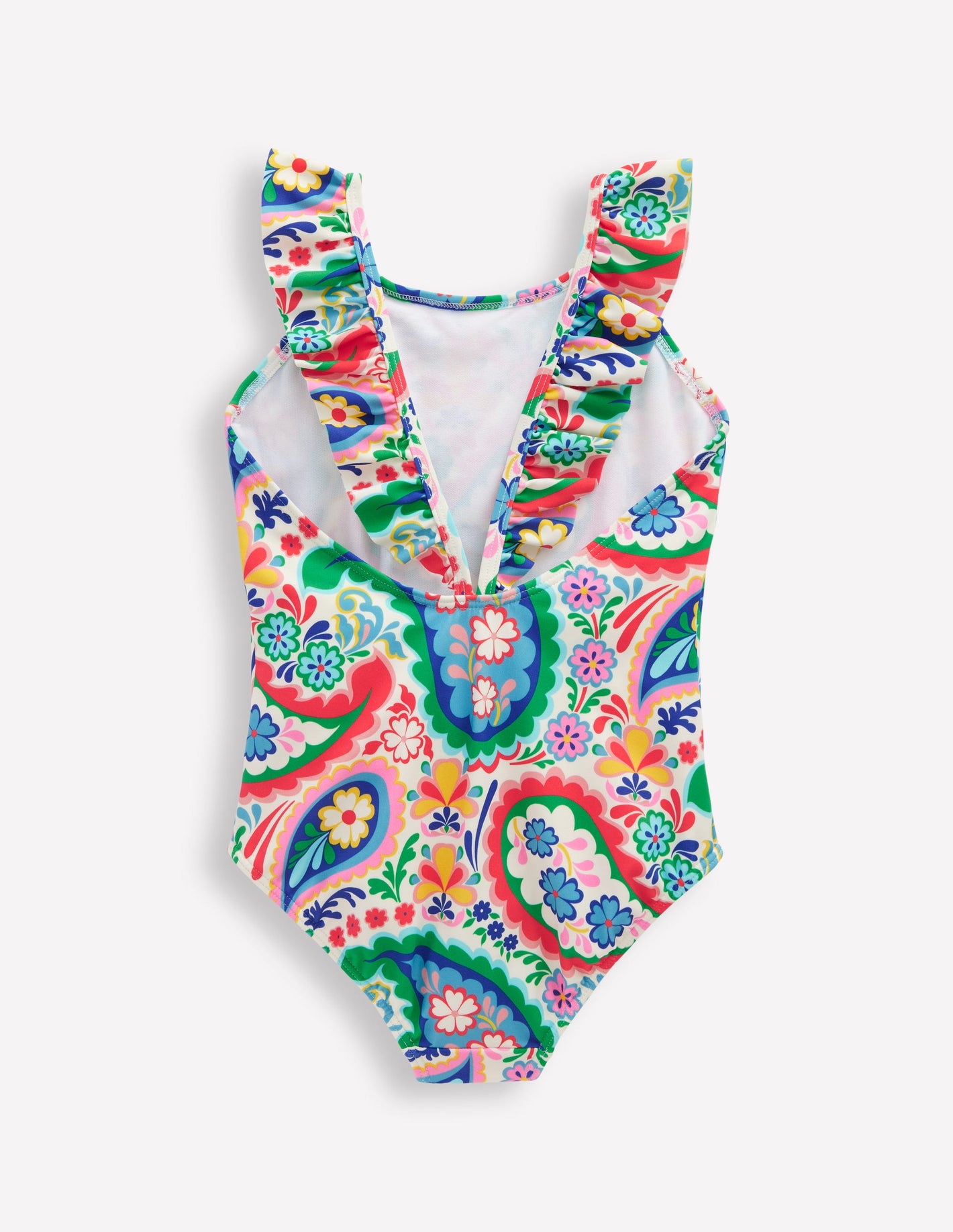 Hallie Frill Strap Swimsuit-Ivory Paisley