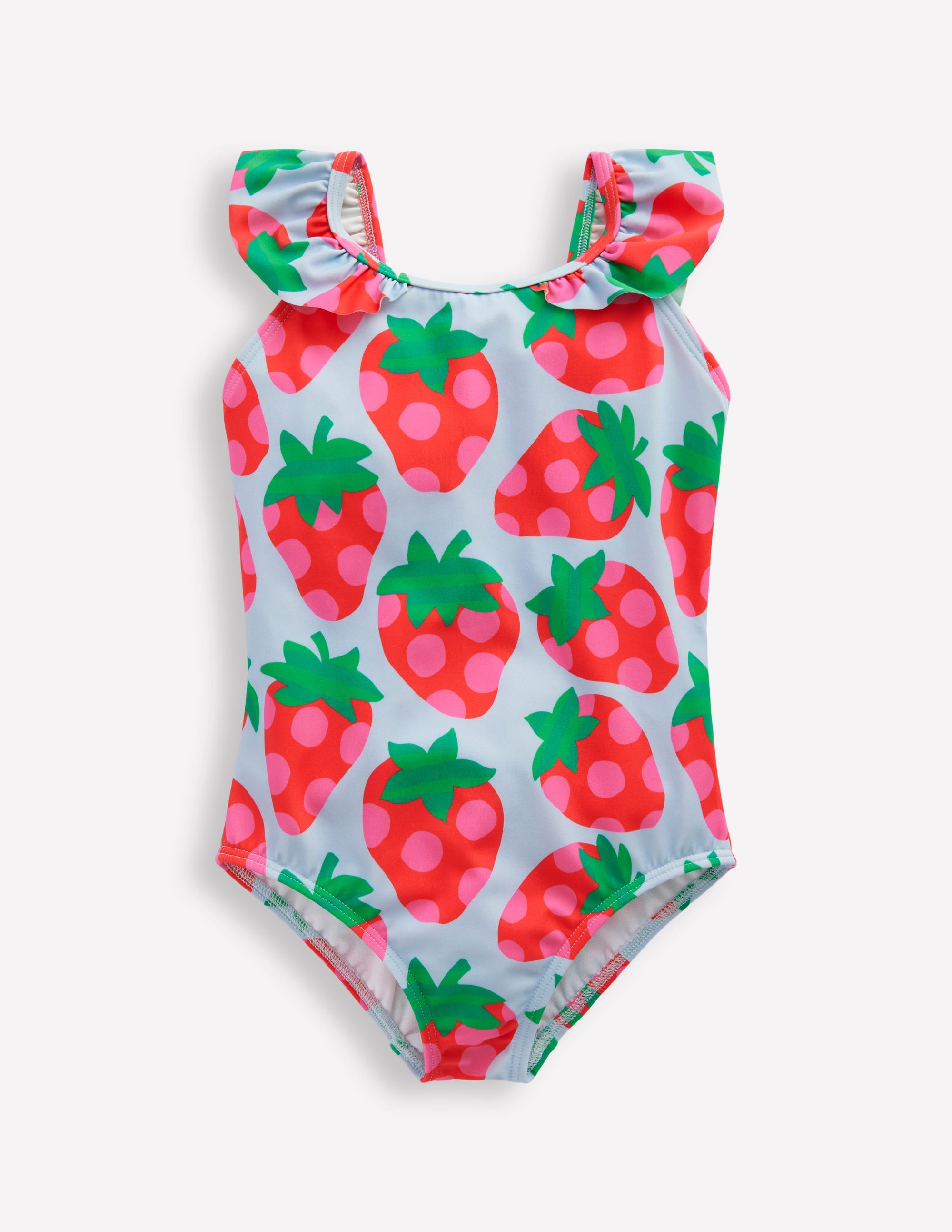 Hallie Frill Strap Swimsuit-Misty Blue Strawberry - Image 1