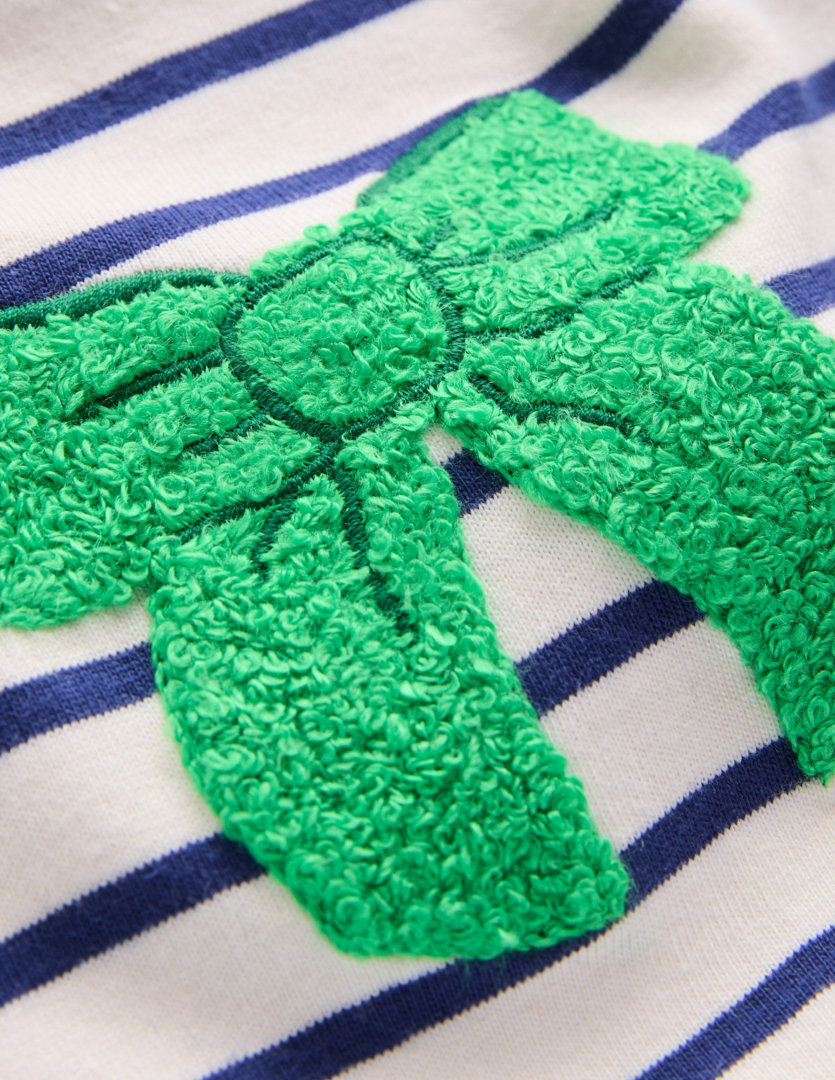 Long Sleeve Boucle T-shirt-Starboard Blue / Ivory Bows - Image 3