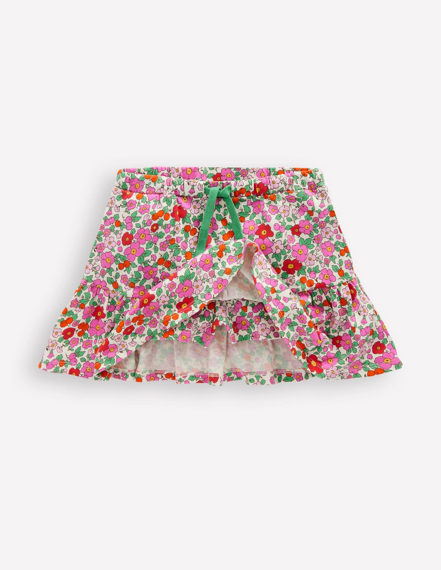 Tiered Jersey Skort-Pink Apple Blossom Floral