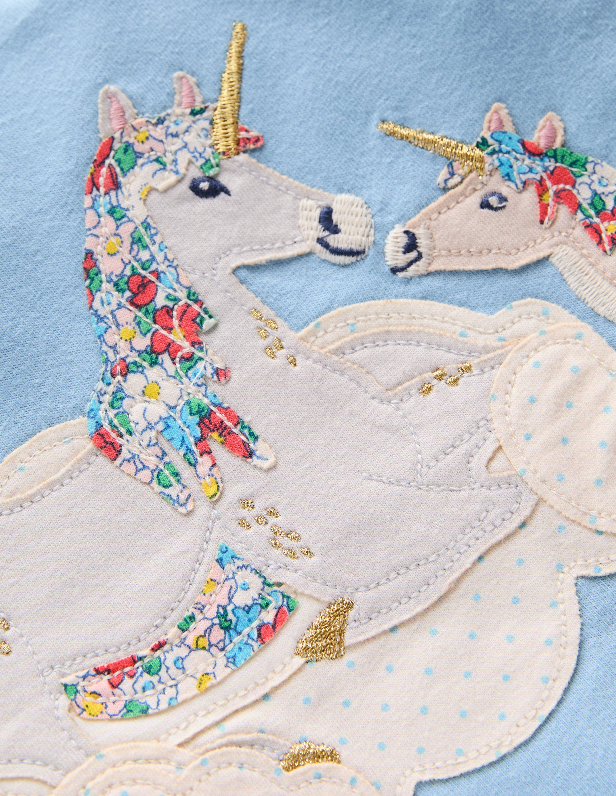 Puff Sleeve Applique Top-Glacier Blue Unicorns - Image 3