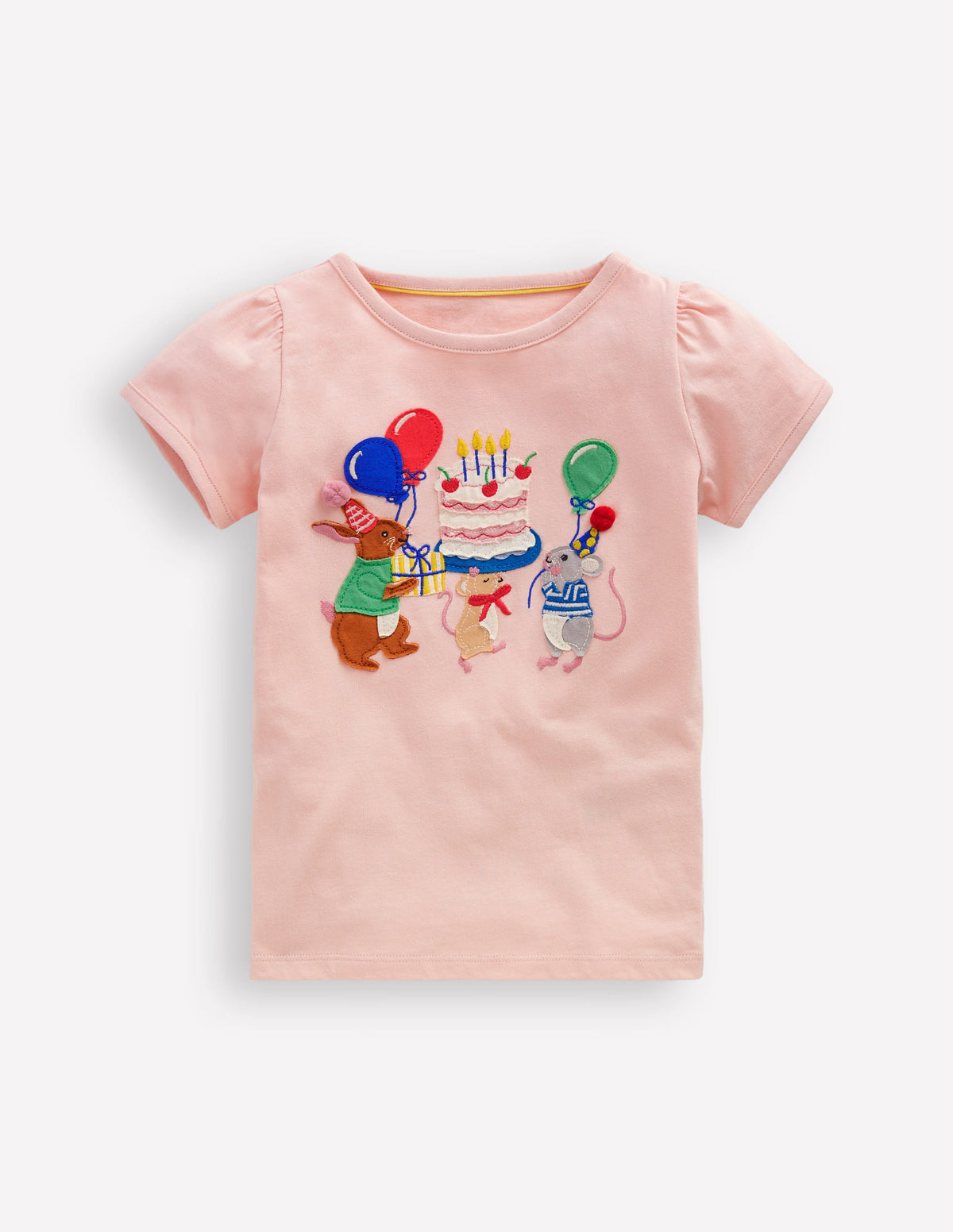 Puff Sleeve Applique Top-Chalk Pink Birthday Friends - Image 1