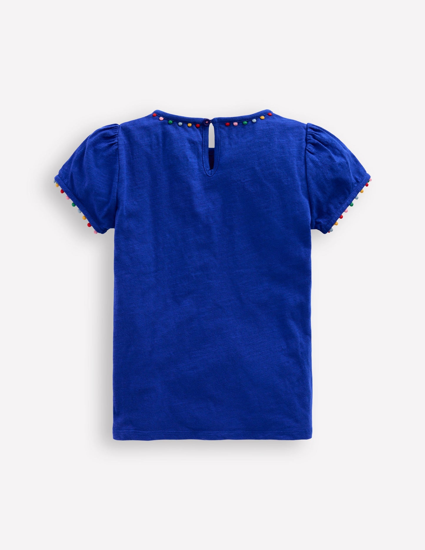 Ali Puff Sleeve Pom T-Shirt-Bright Blue