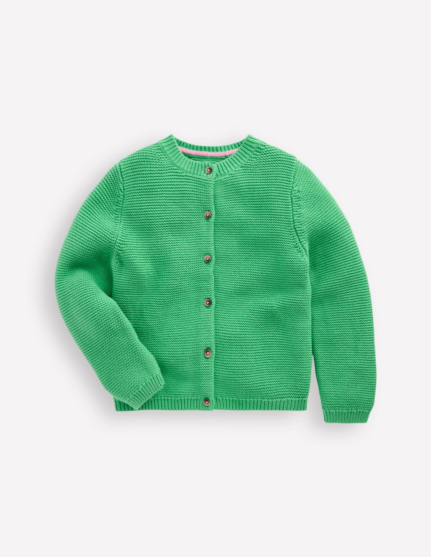 Essential Crew Neck Cardigan-Sapling Green