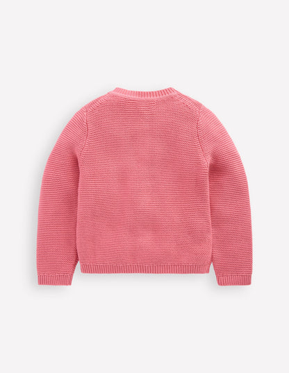 Essential Crew Neck Cardigan-Formica Pink